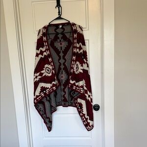 H&M Maroon and Cream Patterned Cardigan